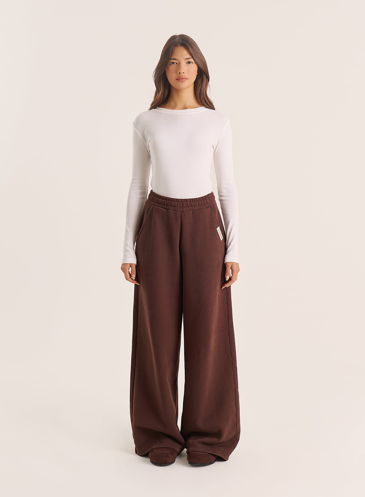 Chocolate Extreme Wide Leg Branded Joggers